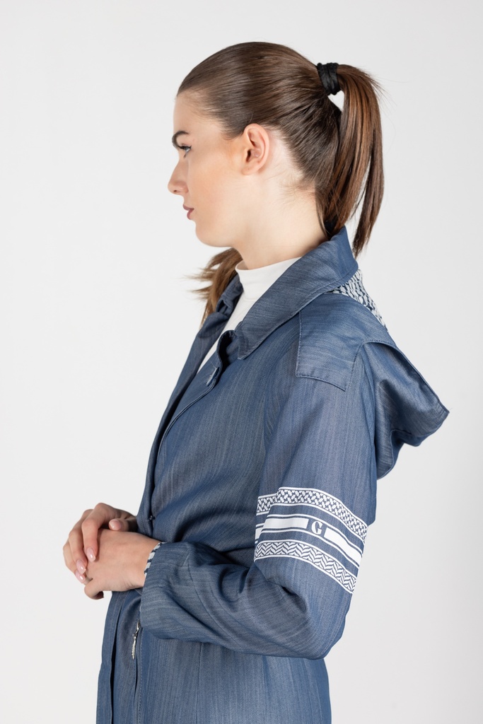 JEANS HOODED TRENCH COAT