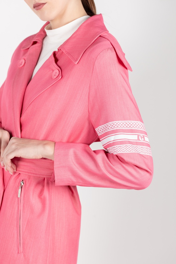 Pink Hooded Trench Coat