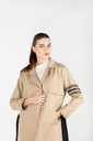 Trench Coat Long Beige - Black Stripes