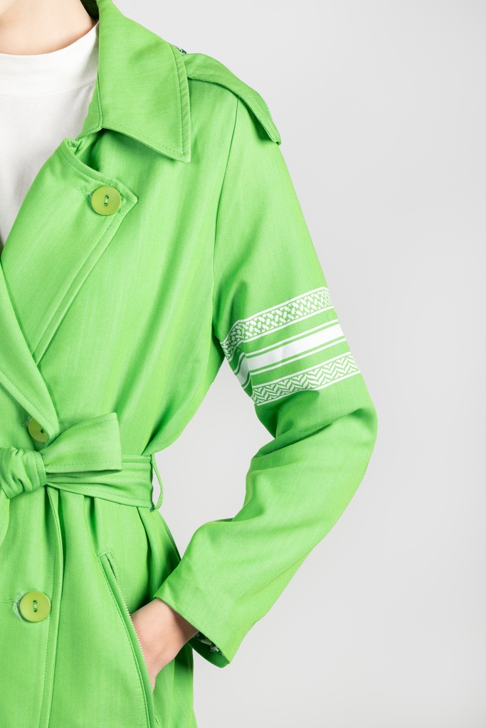 Green Hooded Trench Coat