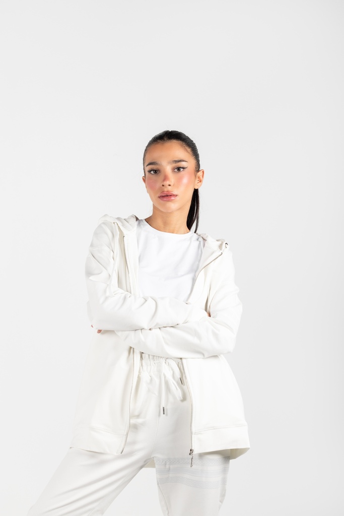 WHITE ZIP UP HOODIE