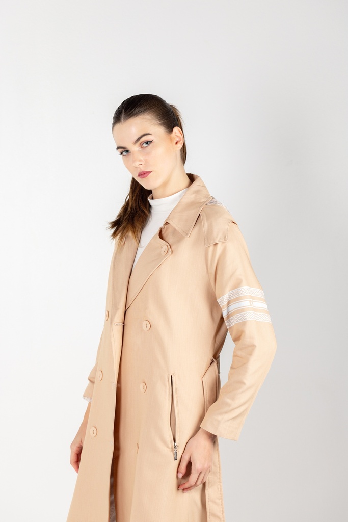 BEIGE HOODED TRENCH COAT