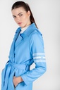 BLUE HOODED TRENCH COAT