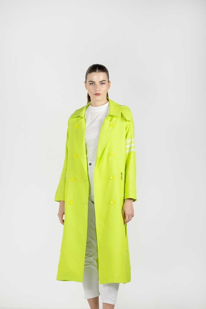 Lime Hooded Trench Coat