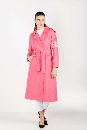 Pink Hooded Trench Coat