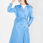 Blue Hooded Trench Coat