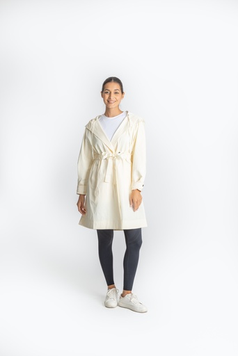 Hooded Belted trench coat (Off-White)